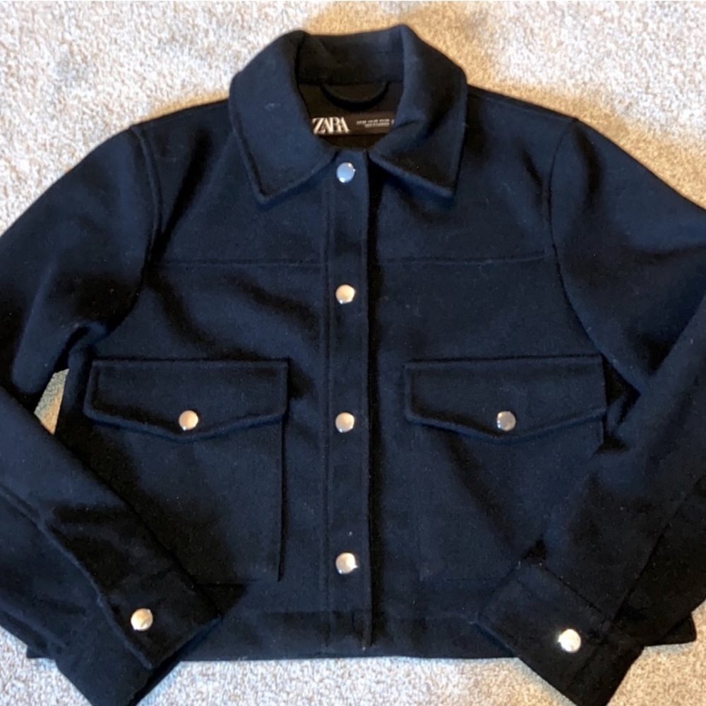 zara cropped black jacket